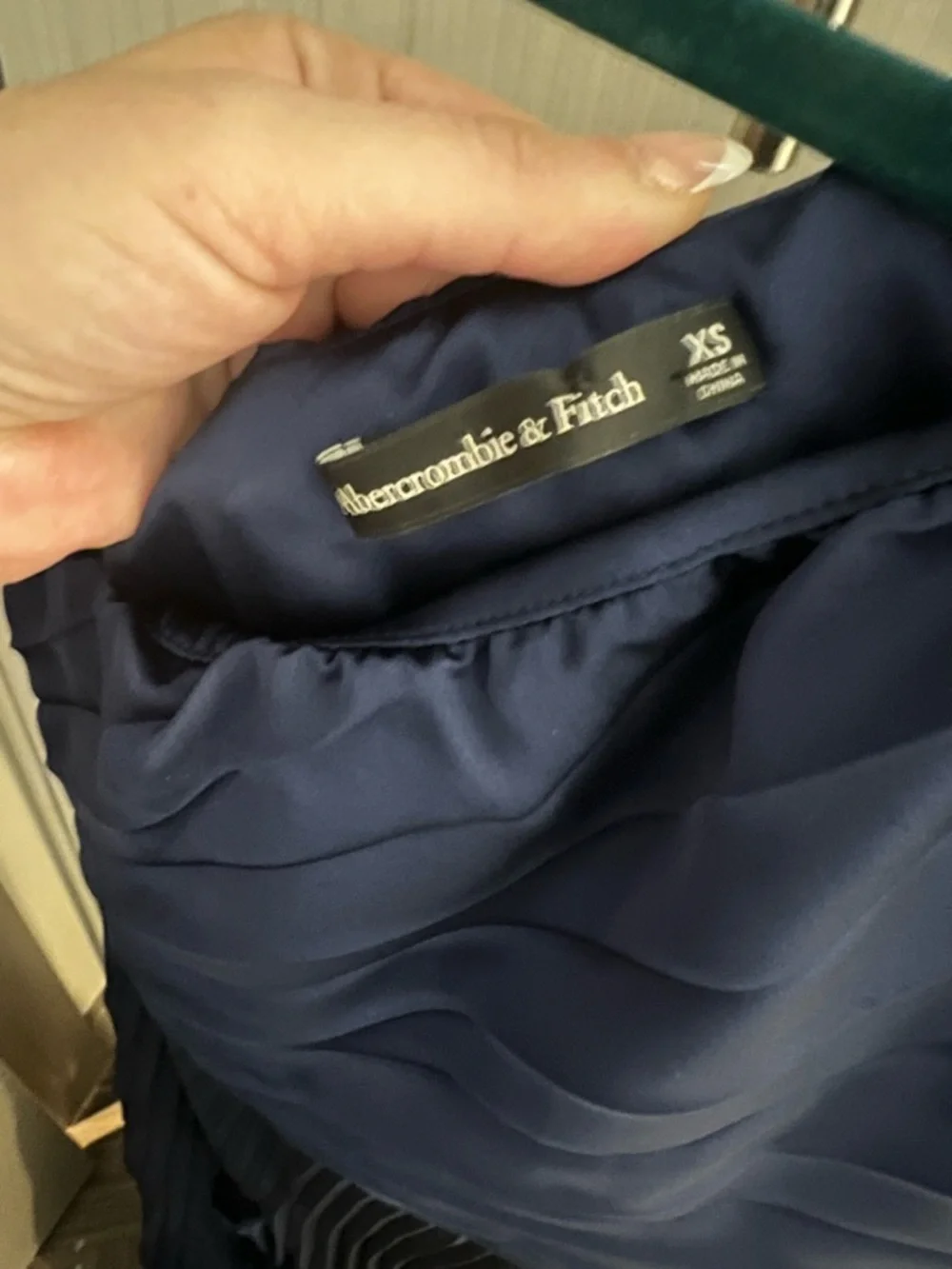 Abercrombie & Fitch Giselle Pleated One-Shoulder Jumpsuit XS Navy Blue - Picture 5 of 5